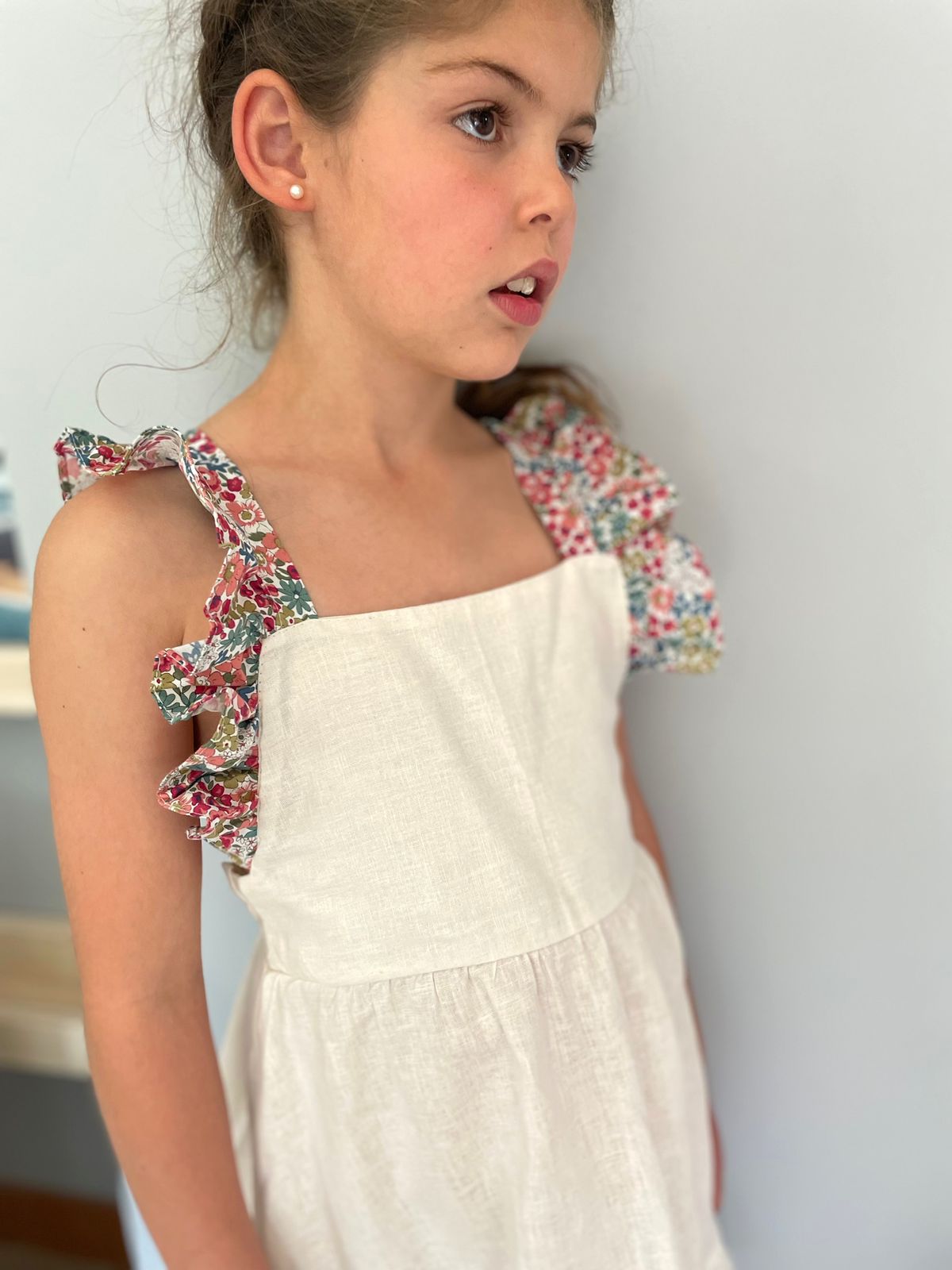 VESTIDO LINO CRUDO GARDENIA ROSA