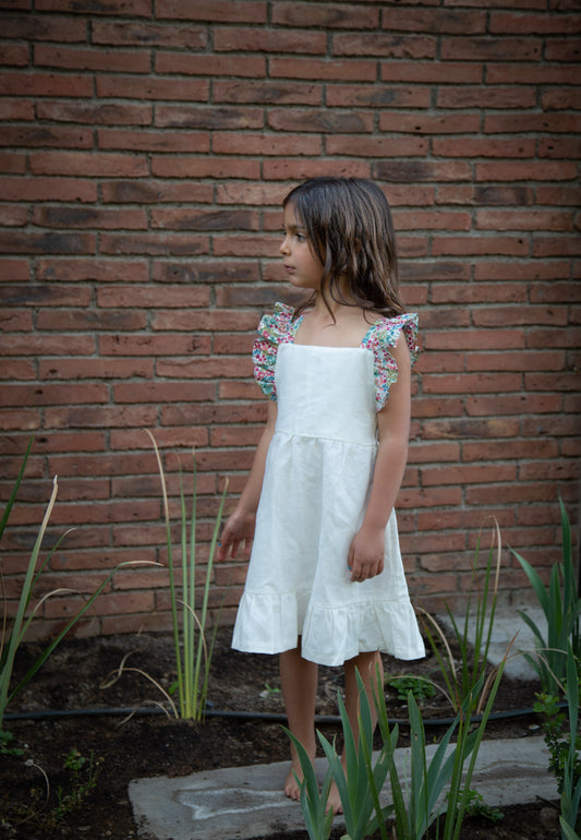 VESTIDO LINO CRUDO GARDENIA ROSA