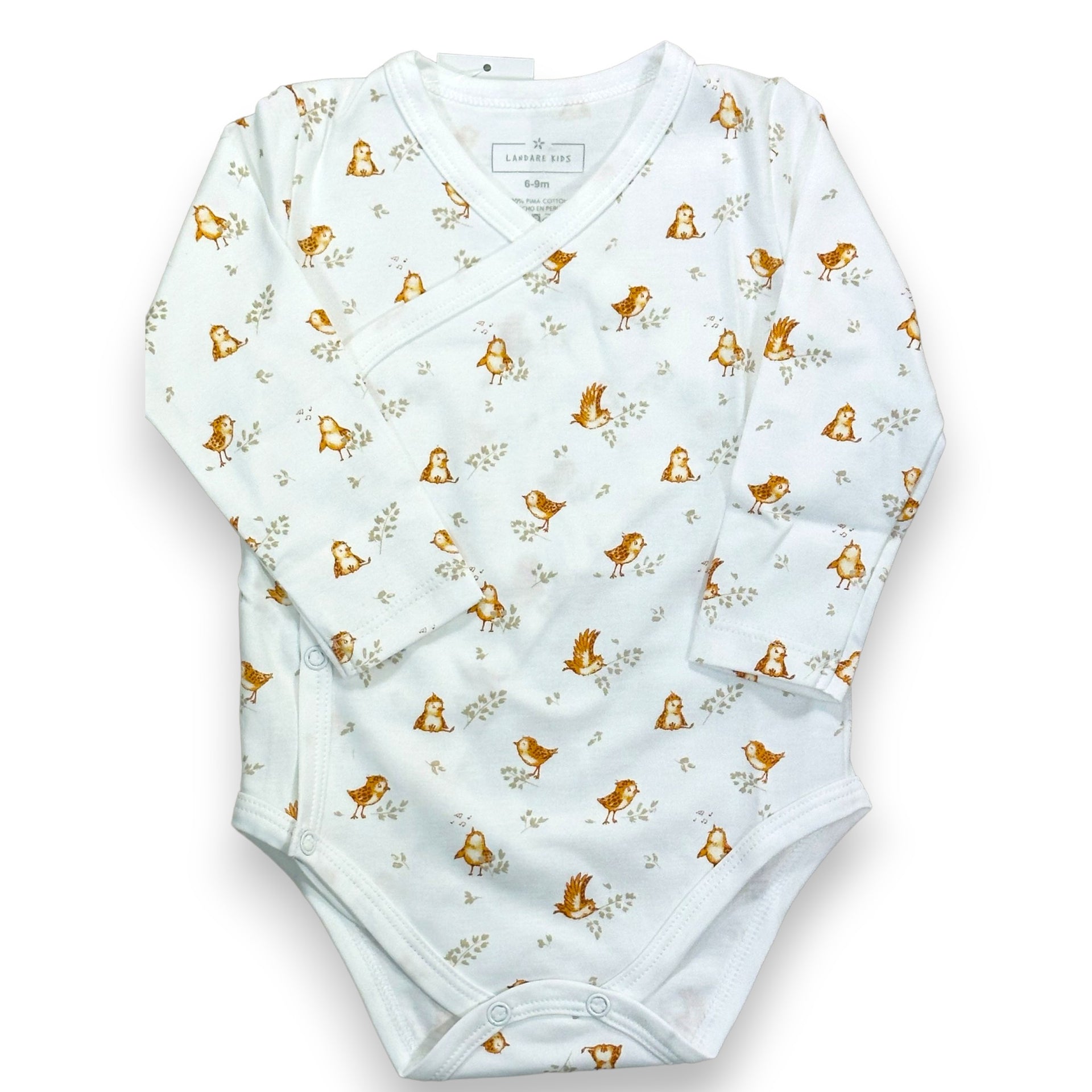 BODY DE BEBE CRUZADO DE ALGODÓN PIMA PAJARITOS – Landarekids